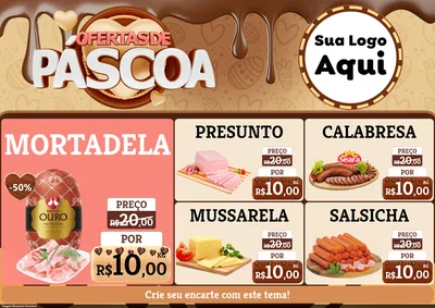 Modelo de Encarte para Encarte A4 Horizontal com o tema Ofertas de Páscoa para Frios e Laticínios