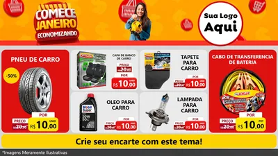 Modelo de TV para TV Horizontal com o tema Comece Janeiro Economizando para Auto peças