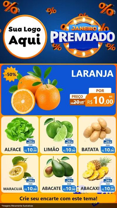 Modelo de Rede Social para Stories com o tema Janeiro Premiado para Hortifrúti