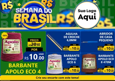 Modelo de Encarte para Encarte A4 Horizontal com o tema Semana Do Brasil para Armarinho e Aviamentos