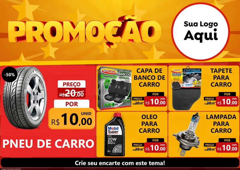 Modelo de Encarte para Encarte A4 Horizontal com o tema Promoção para Auto peças