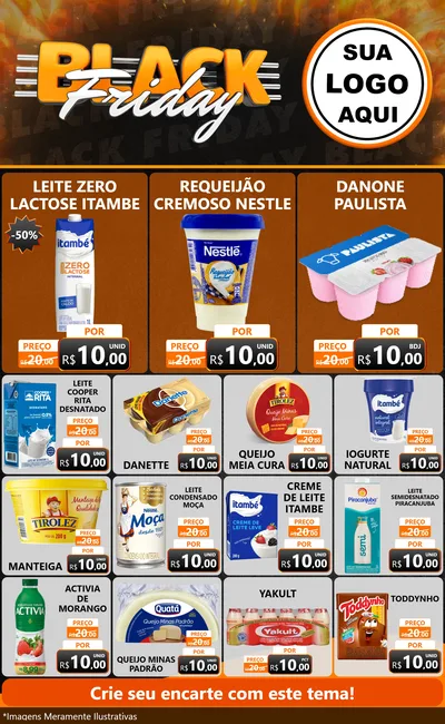 Modelo de Encarte para Encarte Grande com o tema Black Friday para Frios e Laticínios