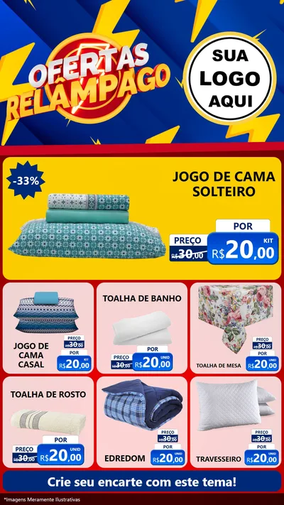 Modelo de Rede Social para Stories com o tema Ofertas Relâmpago para Cama, Mesa e Banho