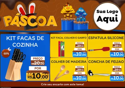 Modelo de Encarte para Encarte A4 Horizontal com o tema Páscoa para Utilidades Domésticas