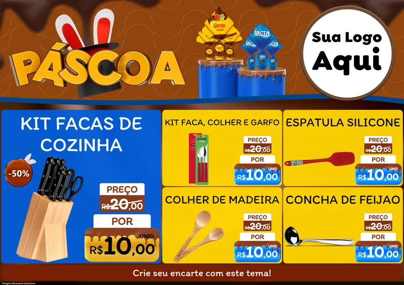 Modelo de Encarte para Encarte A4 Horizontal com o tema Páscoa para Utilidades Domésticas