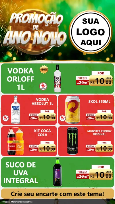 Modelo de TV para TV Vertical com o tema Promoção de Ano Novo para Distribuidora de bebidas