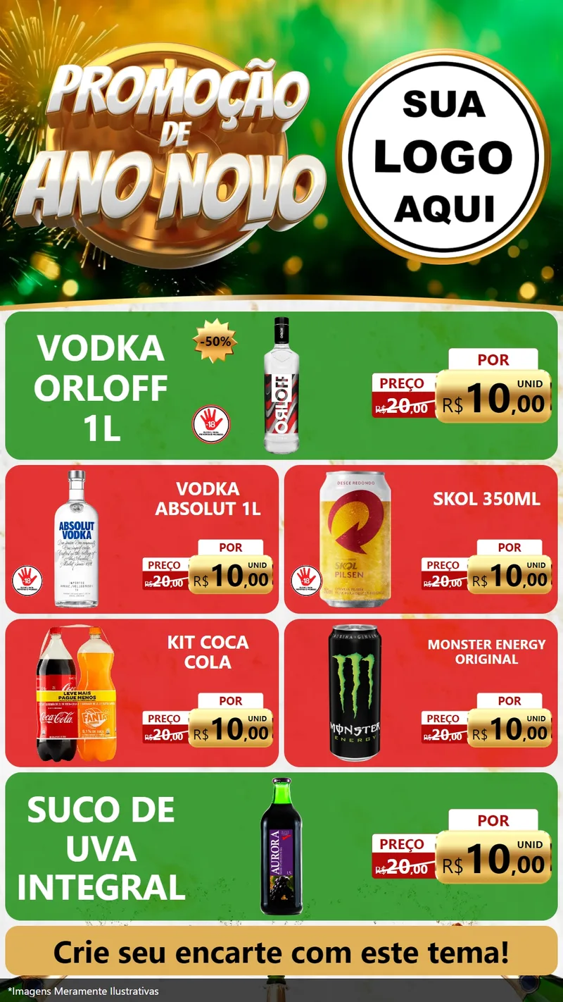 Modelo de TV para TV Vertical com o tema Promoção de Ano Novo para Distribuidora de bebidas