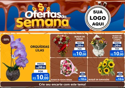 Modelo de Encarte para Encarte A4 Horizontal com o tema Ofertas da Semana - Páscoa para Floricultura e jardim
