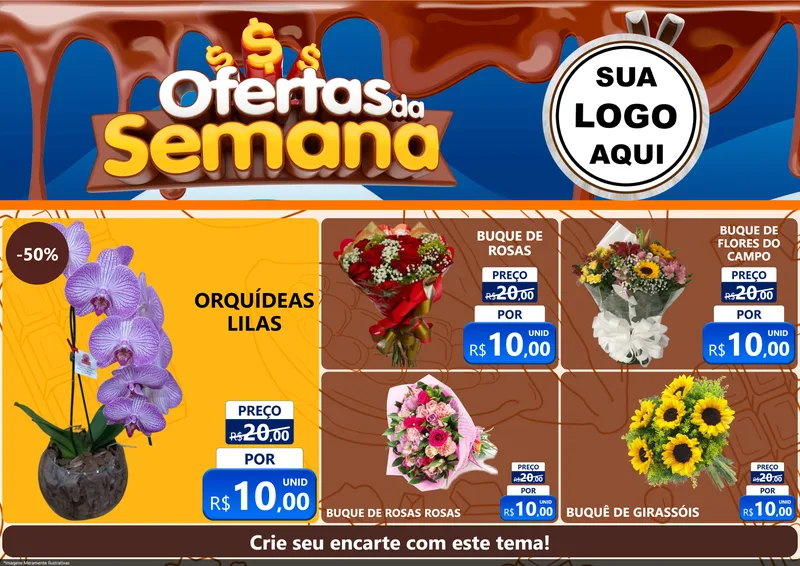Modelo de Encarte para Encarte A4 Horizontal com o tema Ofertas da Semana - Páscoa para Floricultura e jardim