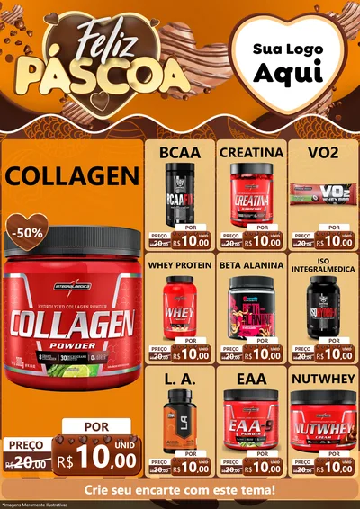 Modelo de Encarte para Encarte A4 Vertical com o tema Feliz Páscoa para Suplementos alimentares