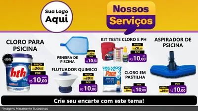 Modelo de TV para TV Horizontal com o tema Nossos Serviços para Produtos para Piscina