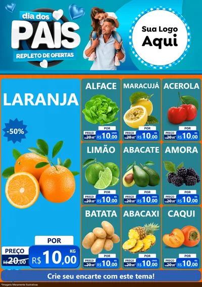 Modelo de Encarte para Encarte A4 Vertical com o tema Dia Dos Pais Repleto de Ofertas para Hortifrúti