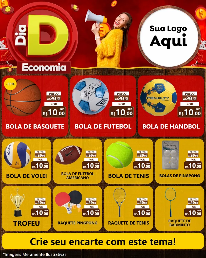 Modelo de Rede Social para Feed Instagram com o tema Dia D Economia para Artigos Esportivos