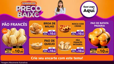 Modelo de TV para TV Horizontal com o tema Semana do Preço Baixo para Padaria