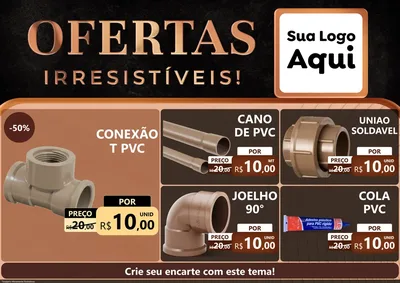 Modelo de Encarte para Encarte A4 Horizontal com o tema Ofertas Irresistíveis! para Tubos e conexões