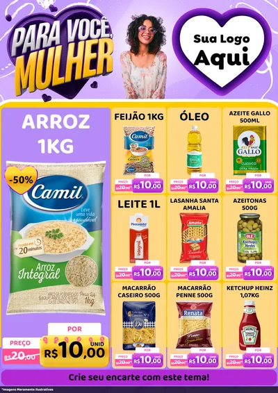 Modelo de Encarte para Encarte A4 Vertical com o tema Para Você, Mulher para Supermercado