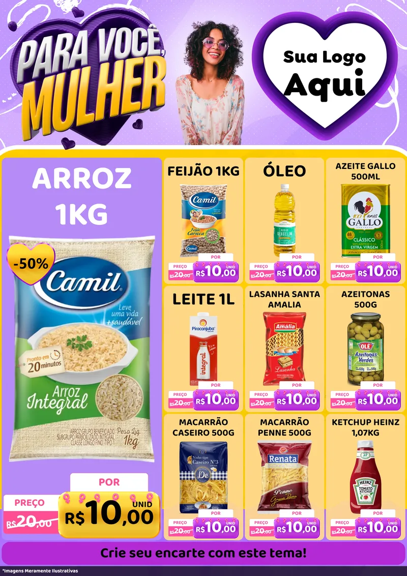 Modelo de Encarte para Encarte A4 Vertical com o tema Para Você, Mulher para Supermercado