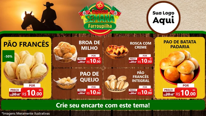 Modelo de TV para TV Horizontal com o tema Especial Semana Farroupilha para Padaria