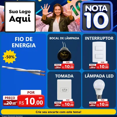 Modelo de Rede Social para Feed Facebook com o tema Nota 10 para Materiais Elétricos