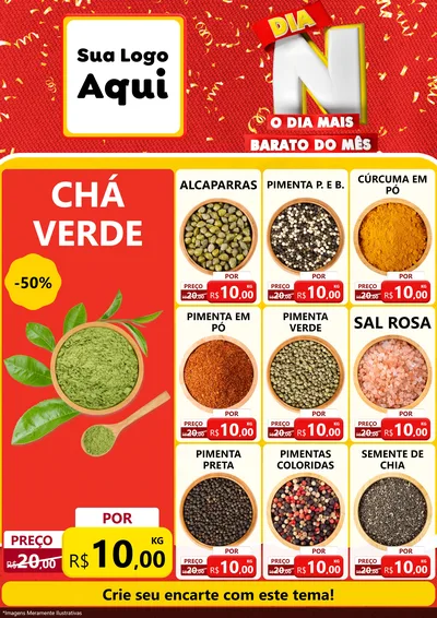 Modelo de Encarte para Encarte A4 Vertical com o tema Dia N o Dia Mais Barato do Mês para Produtos Naturais