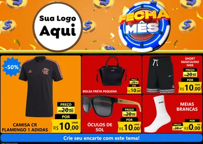 Modelo de Encarte para Encarte A4 Horizontal com o tema Fecha Mês para Roupas e acessórios