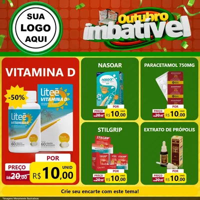 Modelo de Rede Social para Feed Facebook com o tema Outubro Imbatível para Farmácia