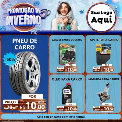 Modelo de Rede Social para Feed Facebook com o tema Promoção de Inverno para Auto peças