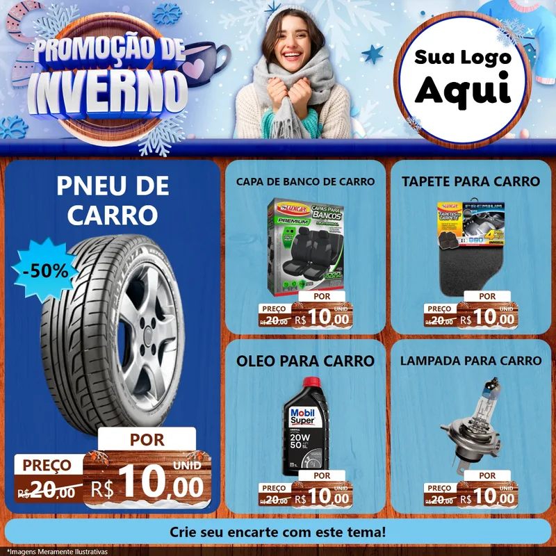 Modelo de Rede Social para Feed Facebook com o tema Promoção de Inverno para Auto peças