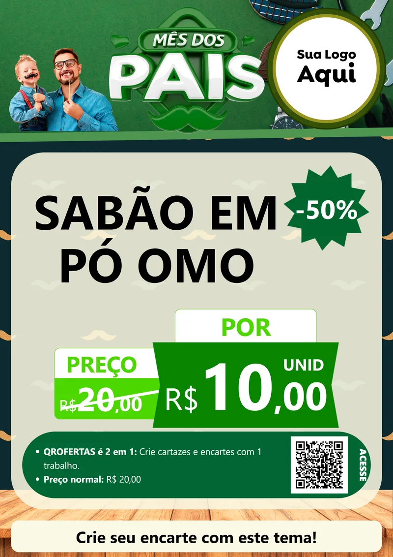 Modelo de Cartaz para Cartaz A4 Vertical com o tema Mês dos Pais para Produtos de Limpeza