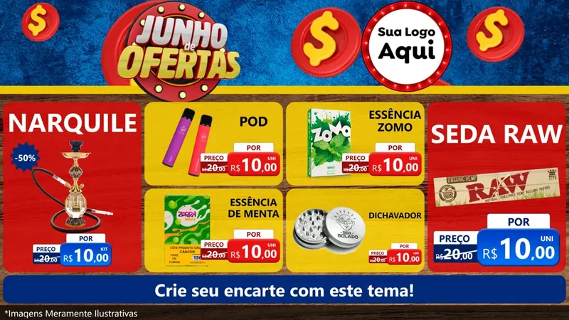 Modelo de TV para TV Horizontal com o tema Junho de Ofertas para Tabacaria