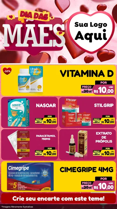Modelo de TV para TV Vertical com o tema Dia Das Mães para Farmácia