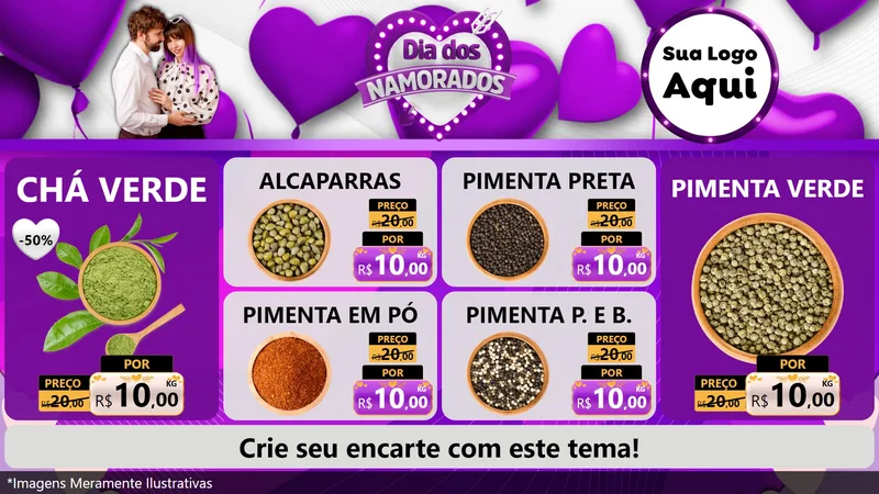 Modelo de TV para TV Horizontal com o tema Dia dos Namorados para Produtos Naturais