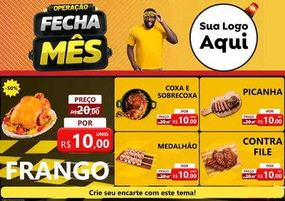 Modelo de Encarte para Encarte A4 Horizontal com o tema Operação Fecha Mês para Assados