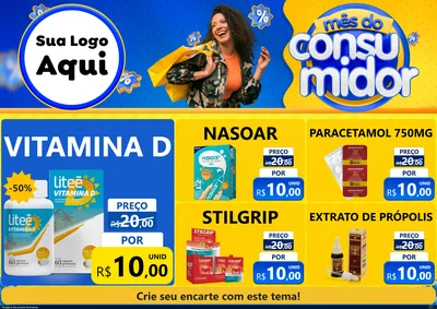 Modelo de Encarte para Encarte A4 Horizontal com o tema Mês do Consumidor para Farmácia