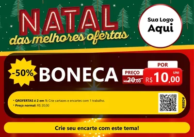 Modelo de Cartaz para Cartaz A4 Horizontal com o tema Natal das Melhores Ofertas para Brinquedos