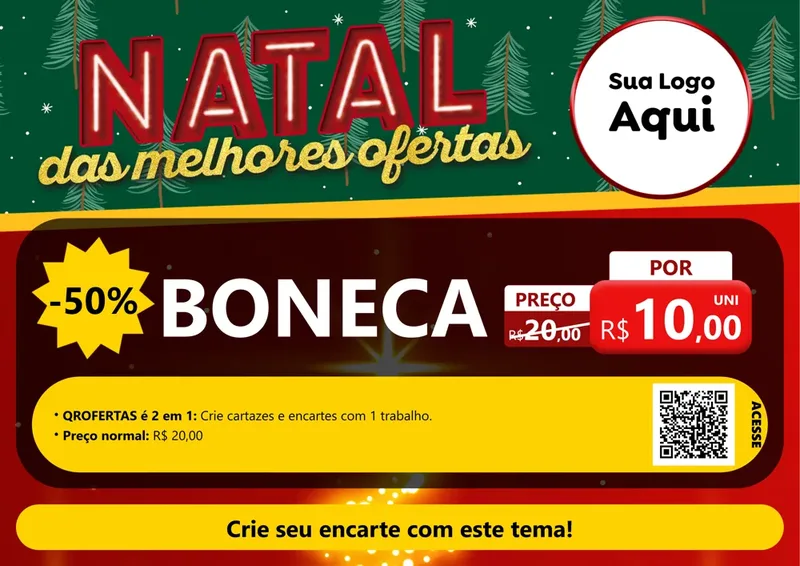 Modelo de Cartaz para Cartaz A4 Horizontal com o tema Natal das Melhores Ofertas para Brinquedos