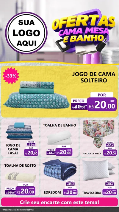 Modelo de Rede Social para Stories com o tema Ofertas Cama, Mesa e Banho para Cama, Mesa e Banho