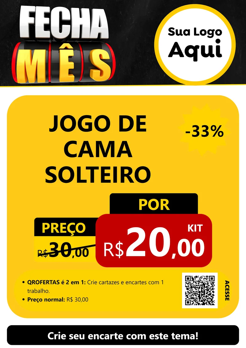 Modelo de Cartaz para Cartaz A4 Vertical com o tema Fecha Mês para Cama, Mesa e Banho