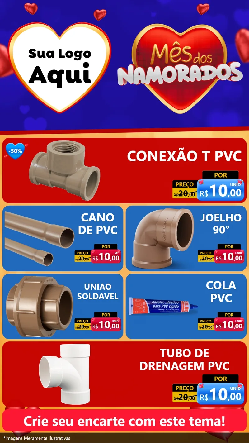Modelo de TV para TV Vertical com o tema Mês dos Namorados para Tubos e conexões