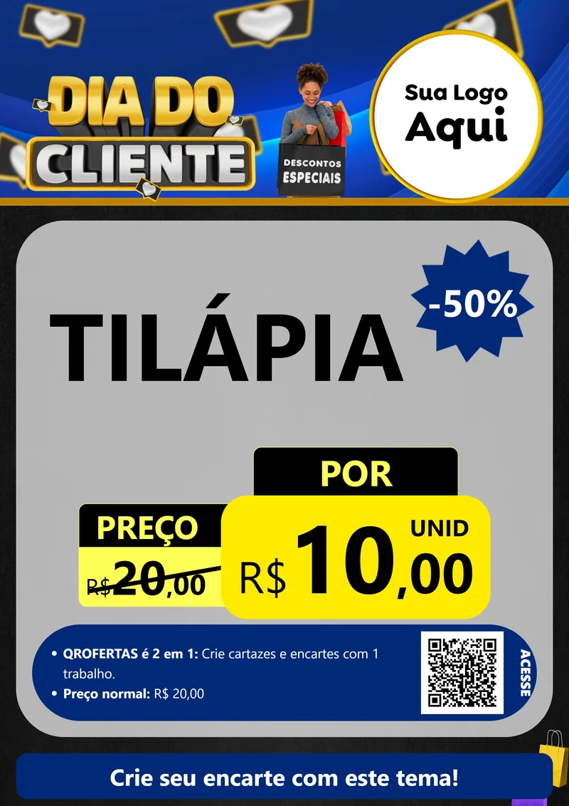 Modelo de Cartaz para Cartaz A4 Vertical com o tema Dia Do Cliente para Peixaria