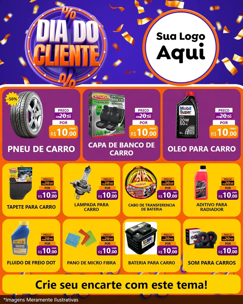 Modelo de Rede Social para Feed Instagram com o tema Dia do Cliente para Auto peças