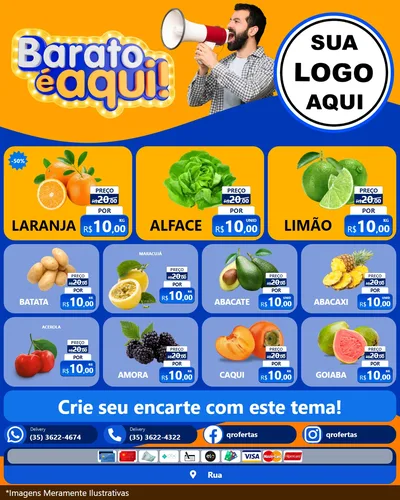 Modelo de Rede Social para Feed Instagram com o tema Barato é aqui para Hortifrúti