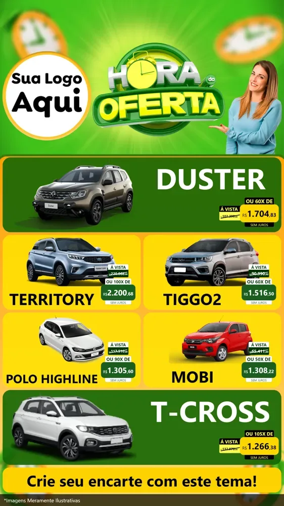 Modelo de TV para TV Vertical com o tema Hora da Oferta para Concessionaria de Carros