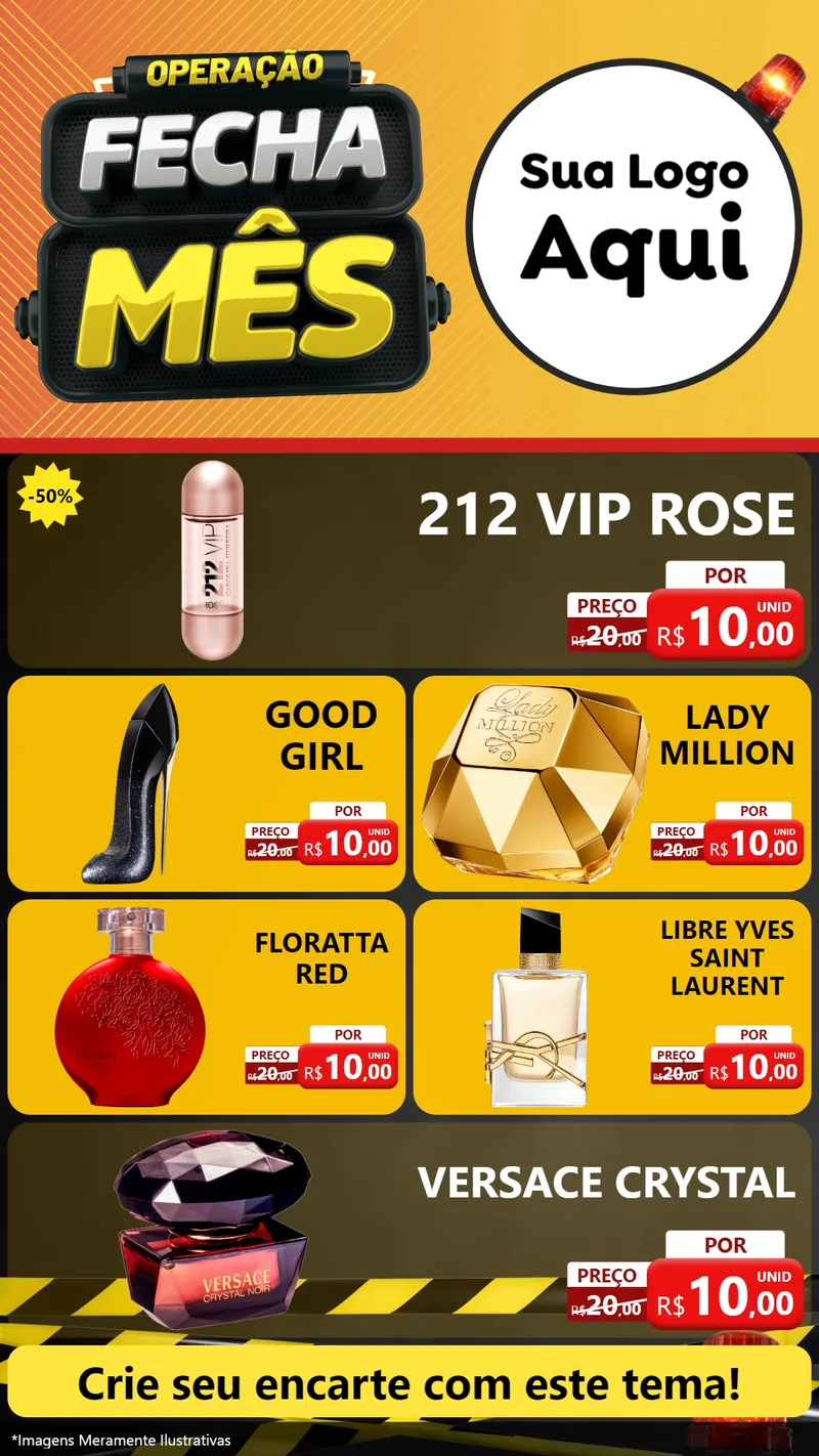 Modelo de TV para TV Vertical com o tema Operação Fecha Mês para Perfumes