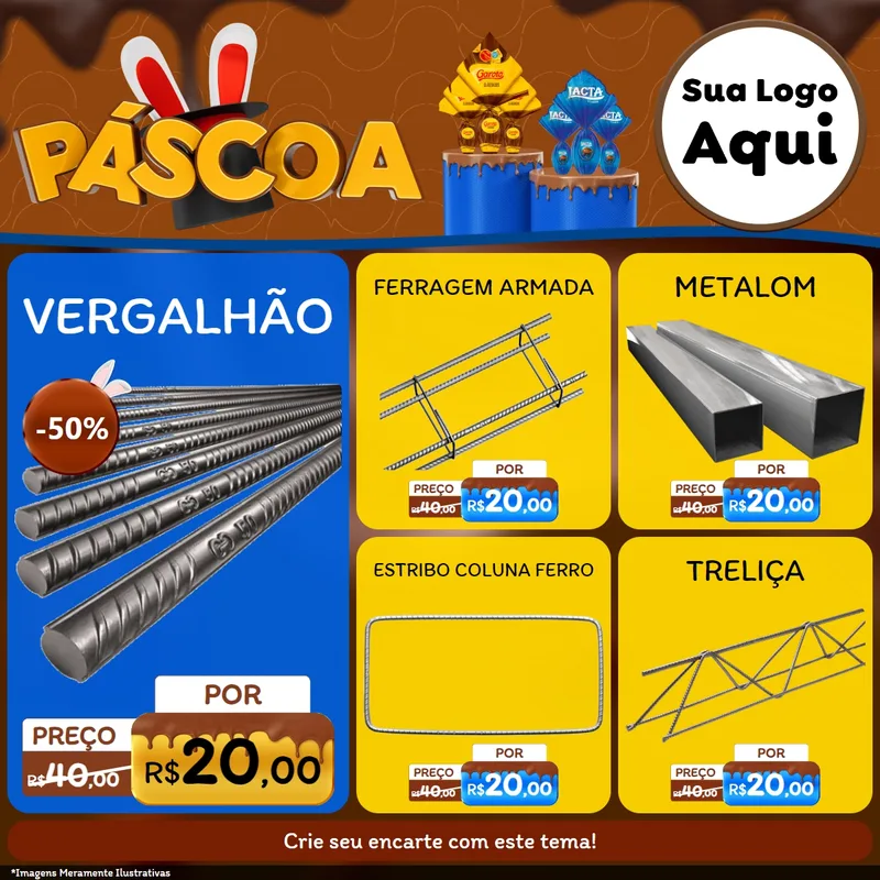 Modelo de Rede Social para Feed Facebook com o tema Páscoa para Ferragens