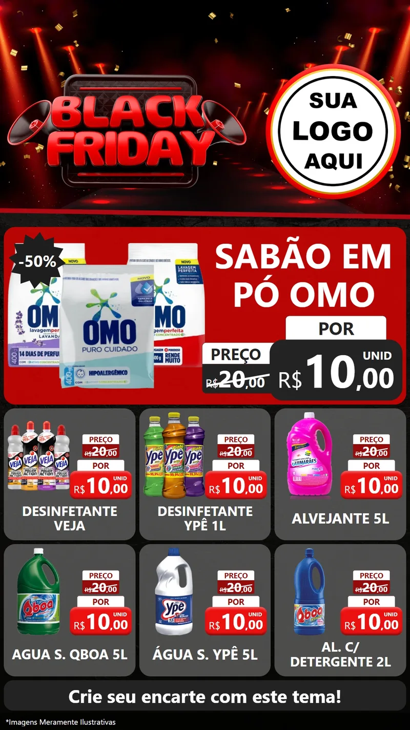 Modelo de Rede Social para Stories com o tema Black Friday para Produtos de Limpeza