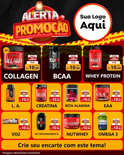 Modelo de Rede Social para Feed Instagram com o tema Alerta de Promoção para Suplementos alimentares
