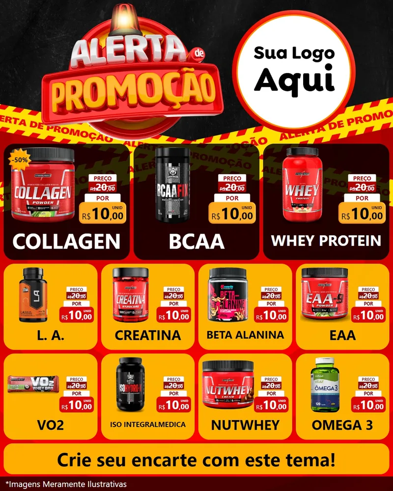Modelo de Rede Social para Feed Instagram com o tema Alerta de Promoção para Suplementos alimentares