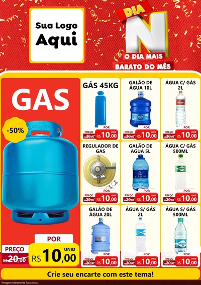 Modelo de Encarte para Encarte A4 Vertical com o tema Dia N o Dia Mais Barato do Mês para Água e gás