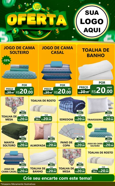 Modelo de Encarte para Encarte Grande com o tema Oferta para Cama, Mesa e Banho